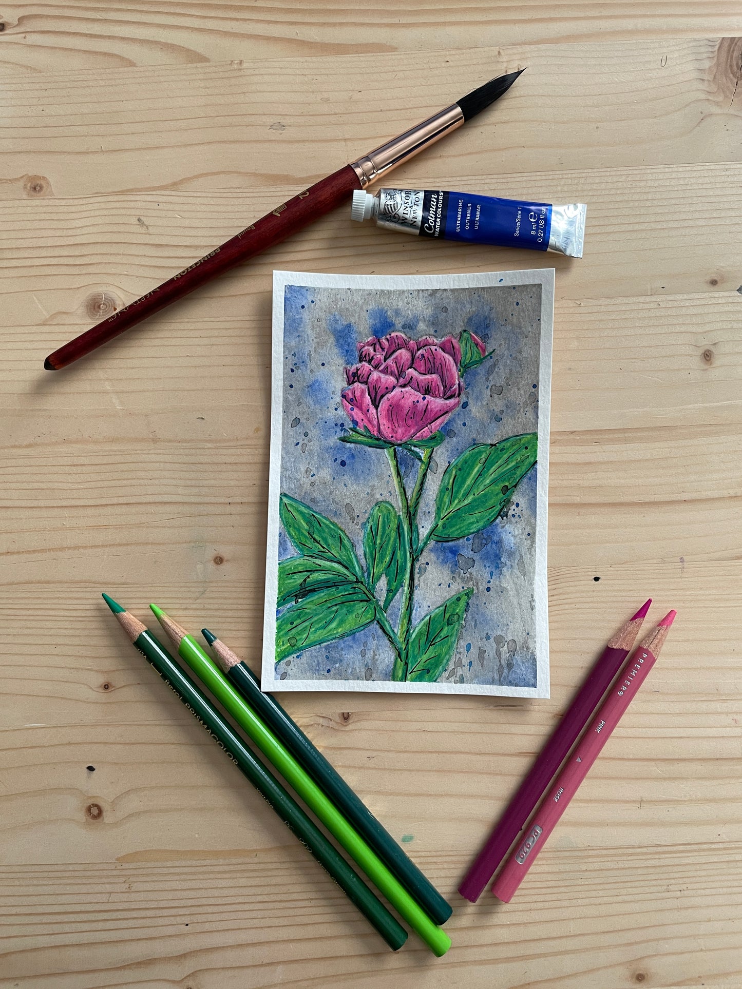 One Peony Mini Artwork Original
