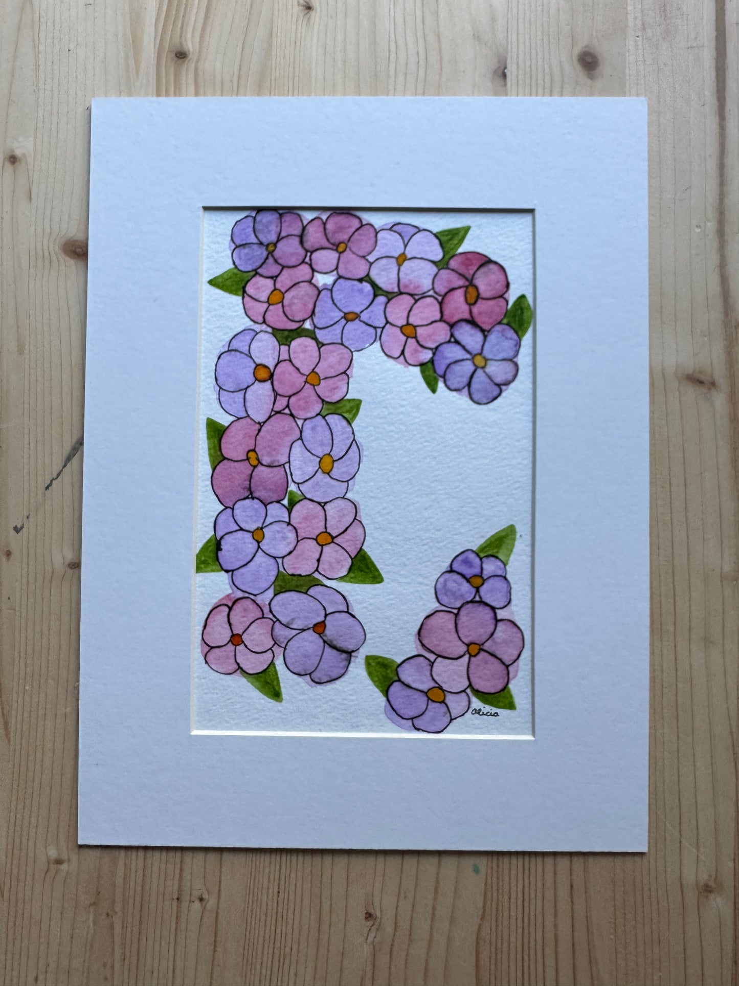 Light Purple and Pink Pansies Original Artwork