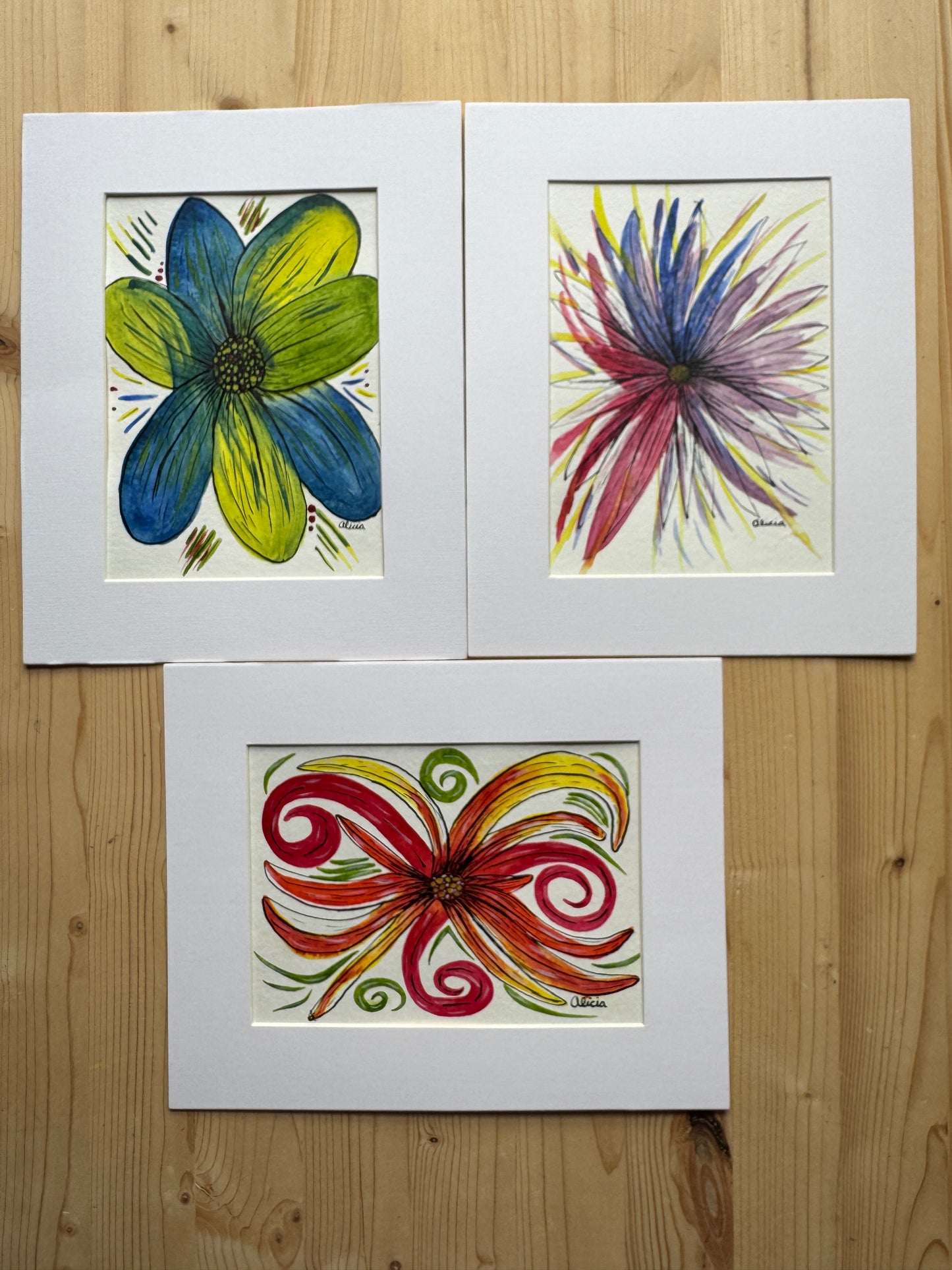 Phoenix Flower Original Watercolor and Ink Artwork