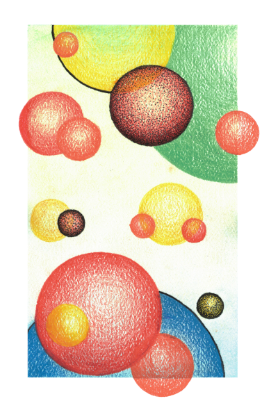Colorful Spheres Original Colored Pencil and Ink Artwork