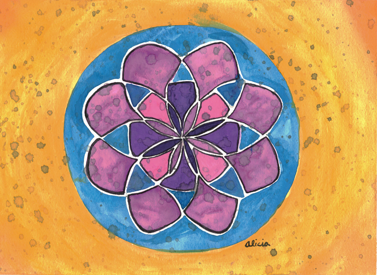 Watercolor and Ink Mandala Original Artwork