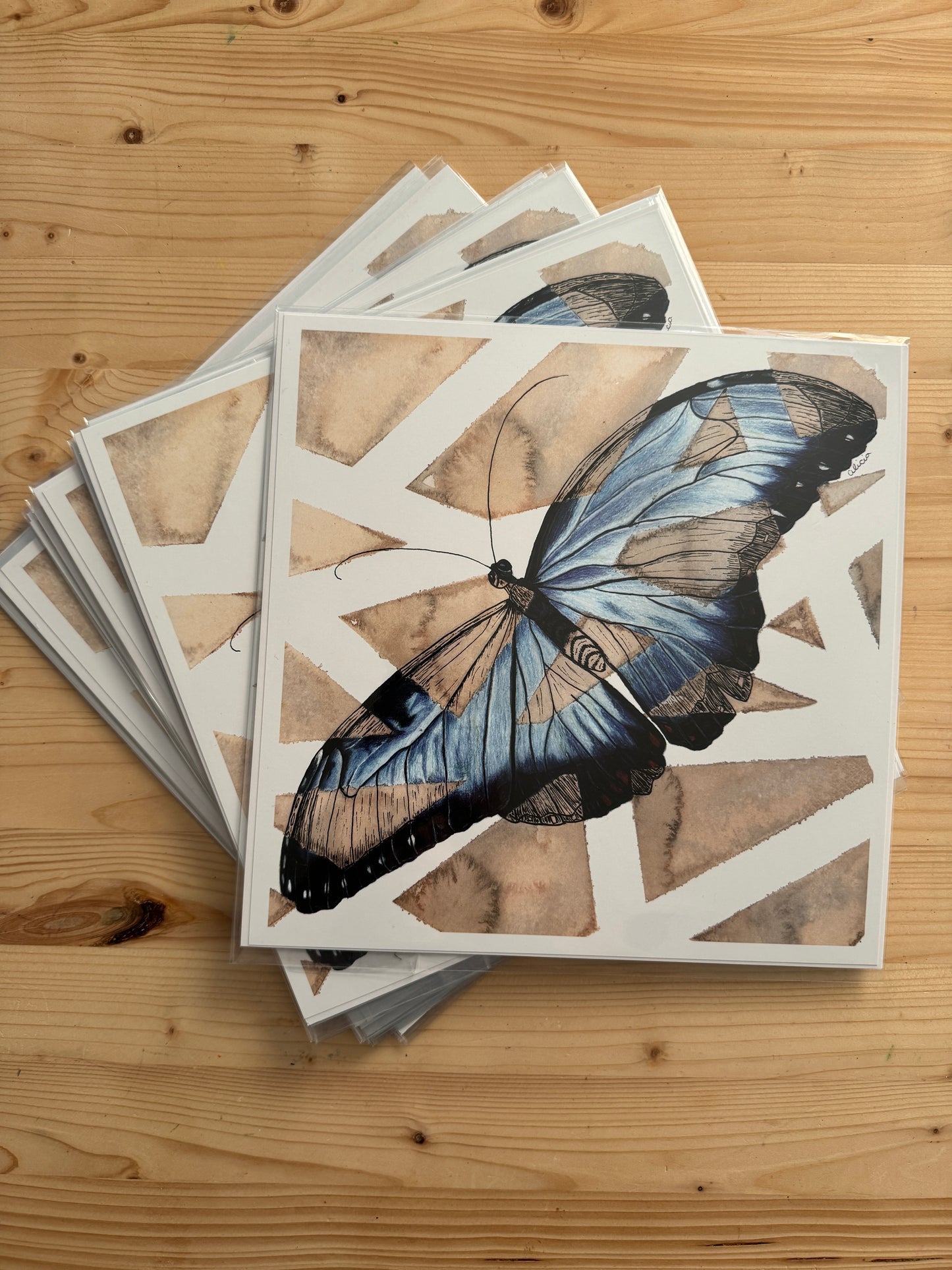 Blue Butterfly Signed Print