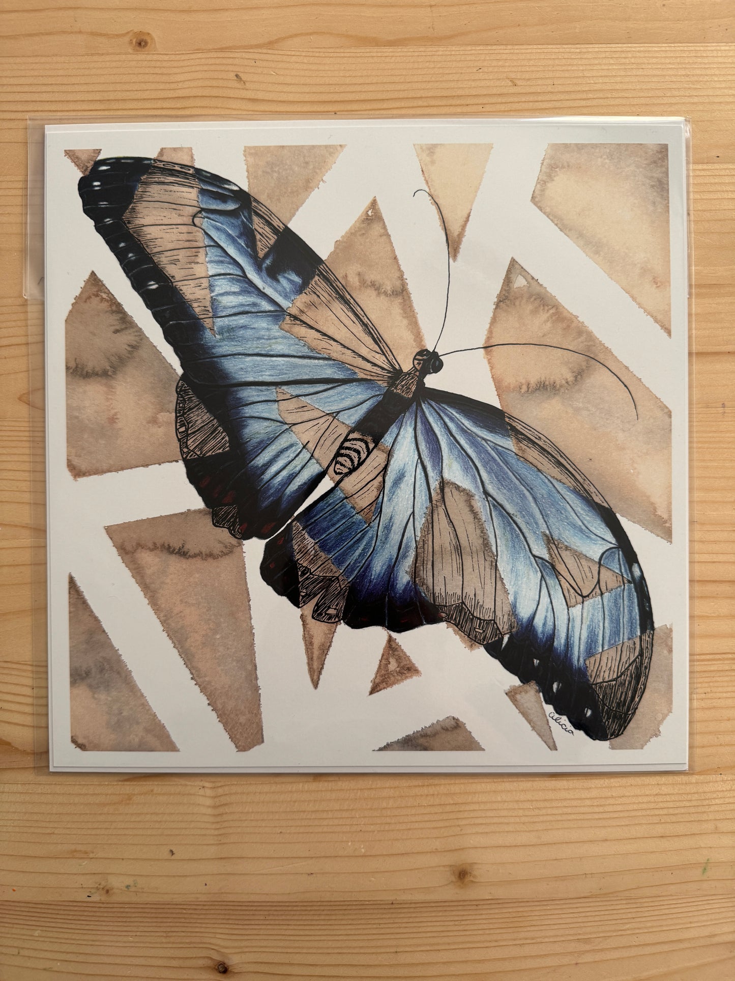 Blue Butterfly Signed Print