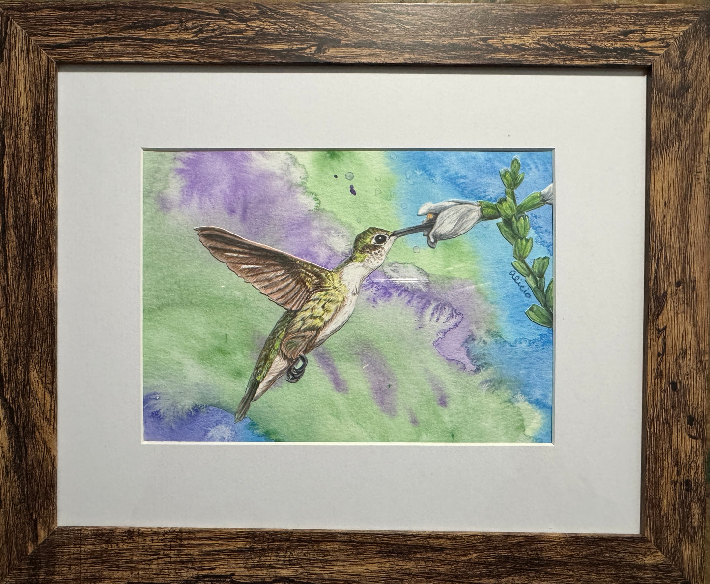 Little Green Hummingbird Original Artwork