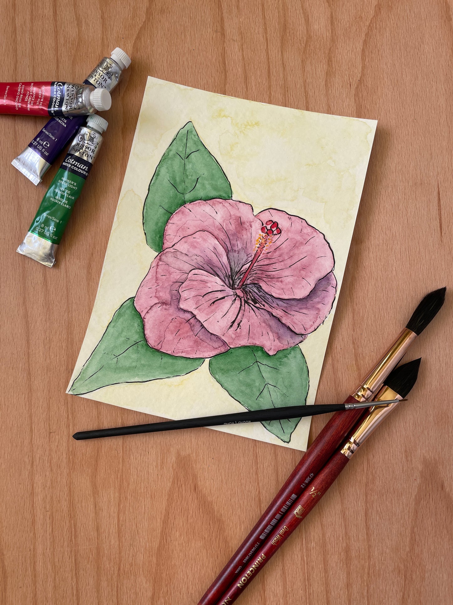 Pink Hibiscus Mini Art Original