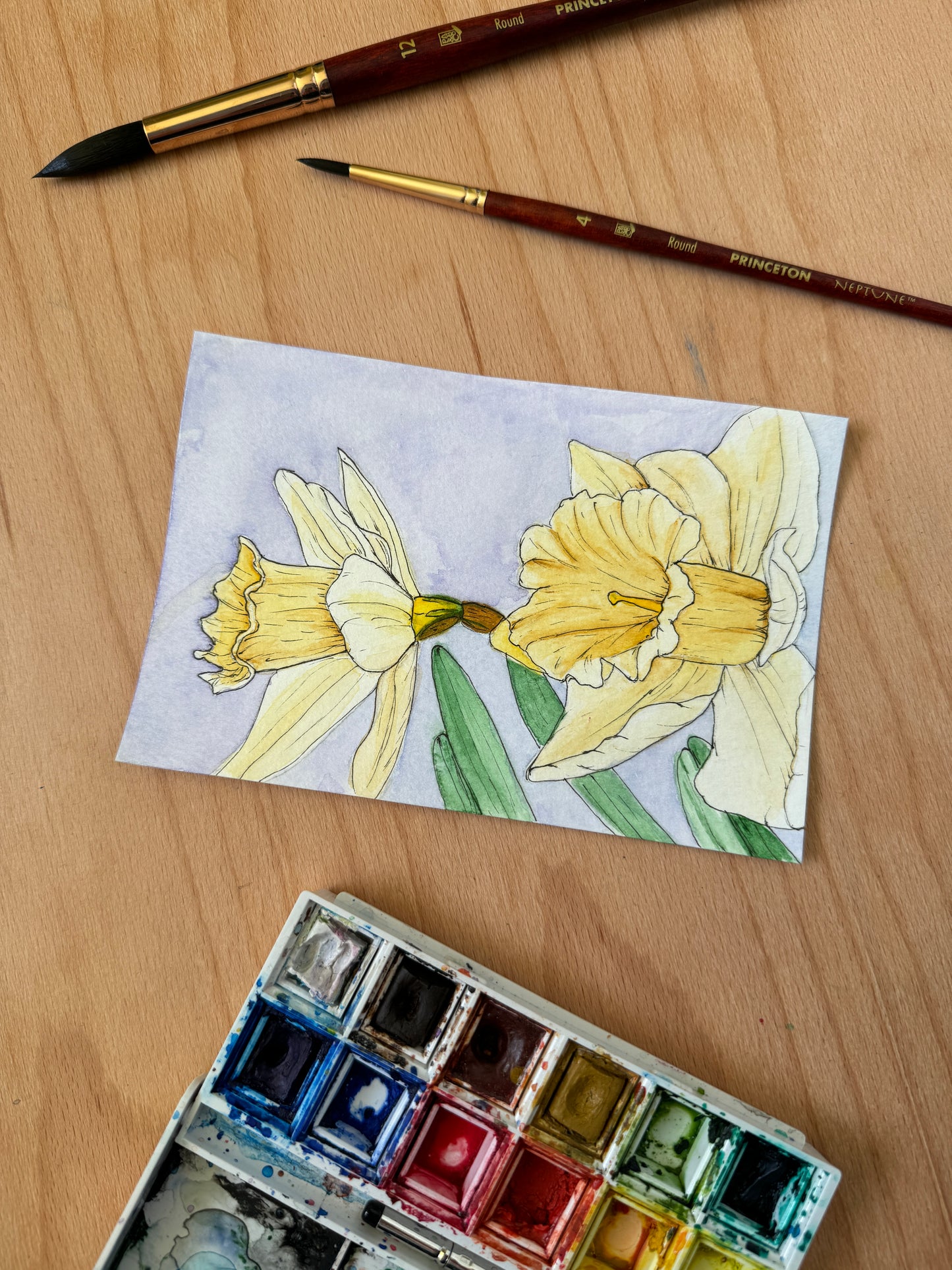 Two Yellow Daffodils Min Artwork Original