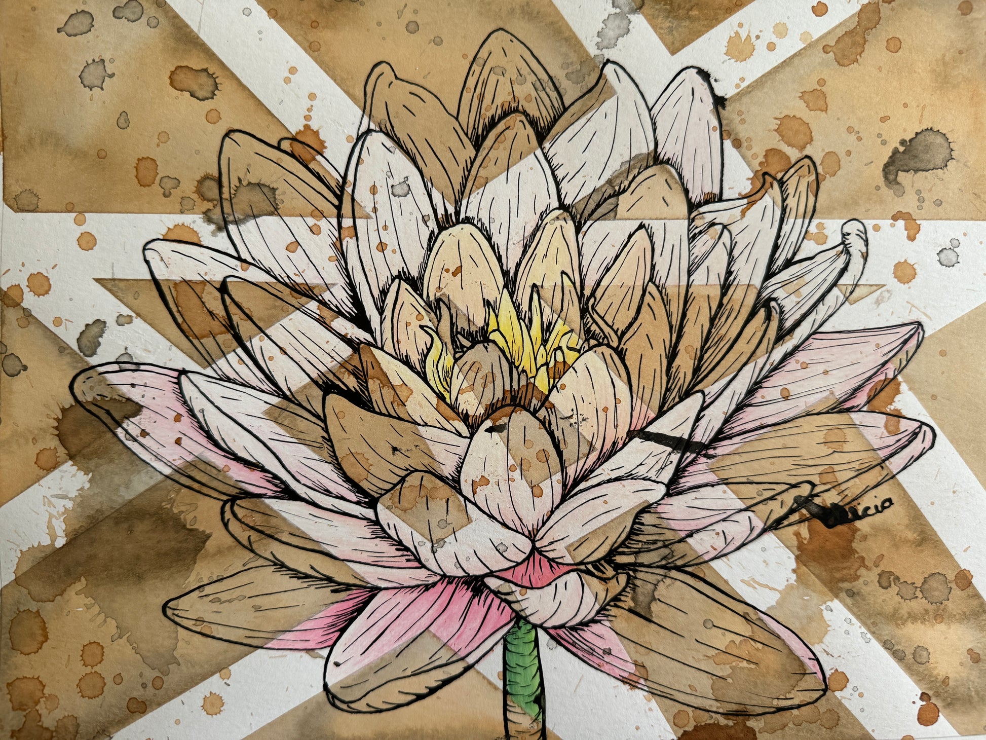 water lily flower sketch Water Lily Flower Drawing Original Artwork – Purple Lily Art