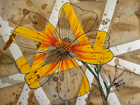 Marigold Flower Drawing Original Artwork