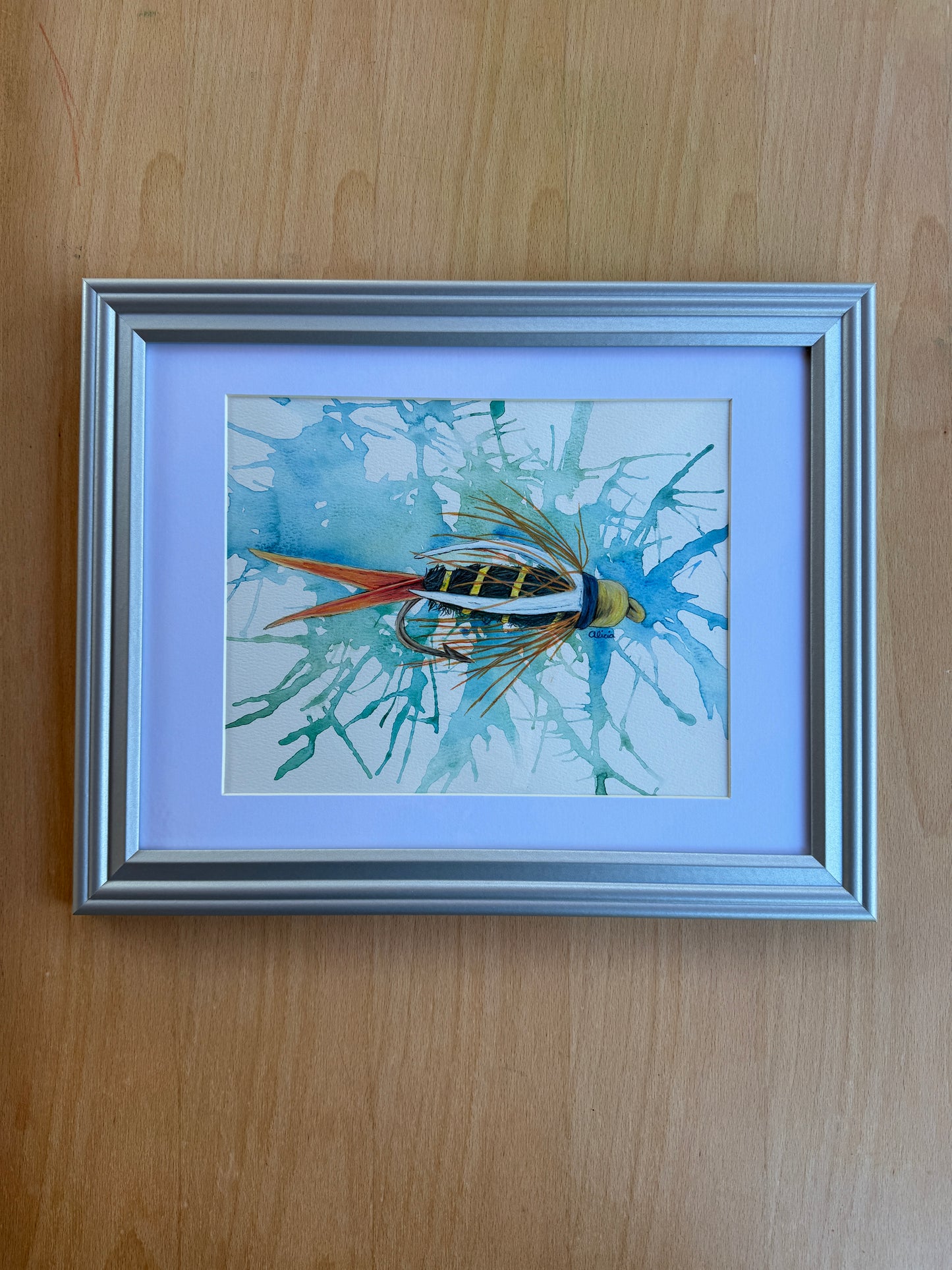 Blue and Orange Fly Original Artwork