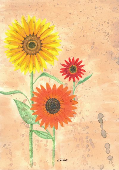 Sunflowers in Autumn Signed Print